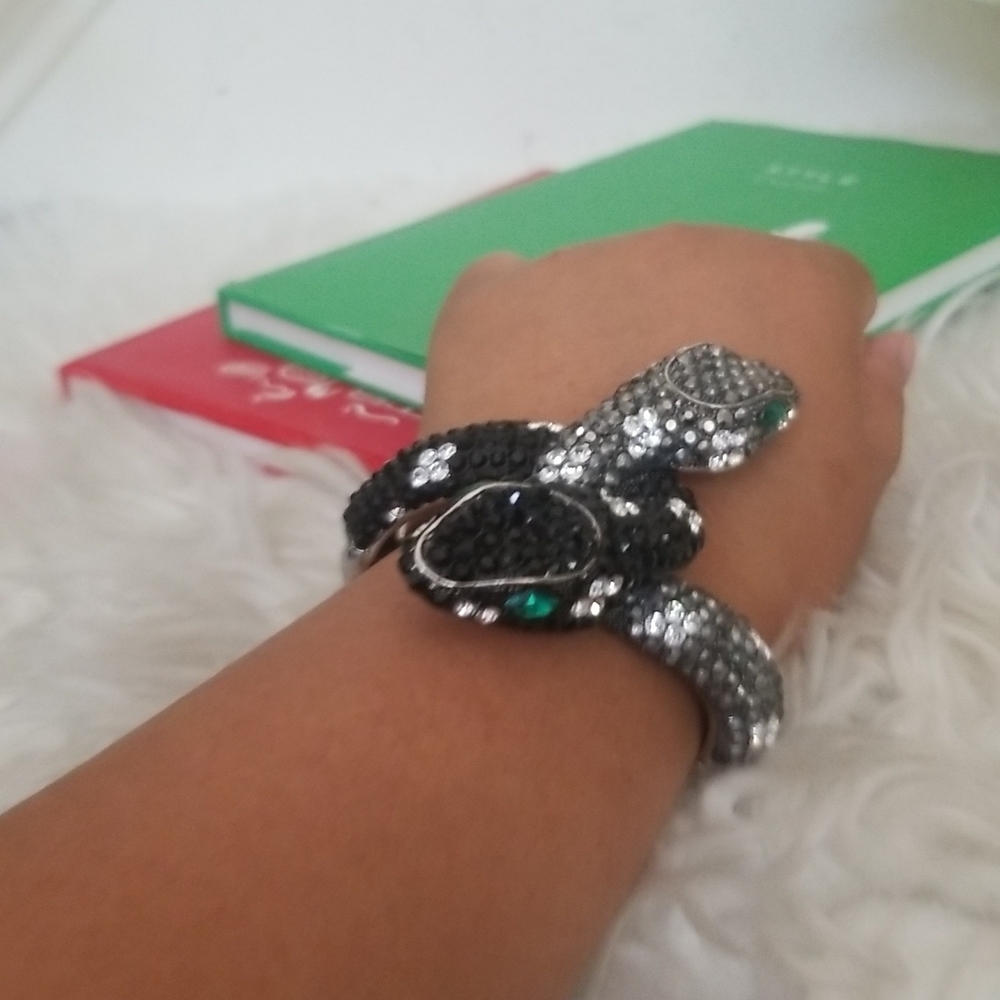 Double Headed Snake Multicolor Rhinestone Bracelet - Picture 4 of 7